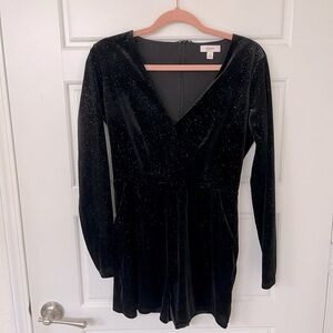 Sparkly Black Velvet Romper